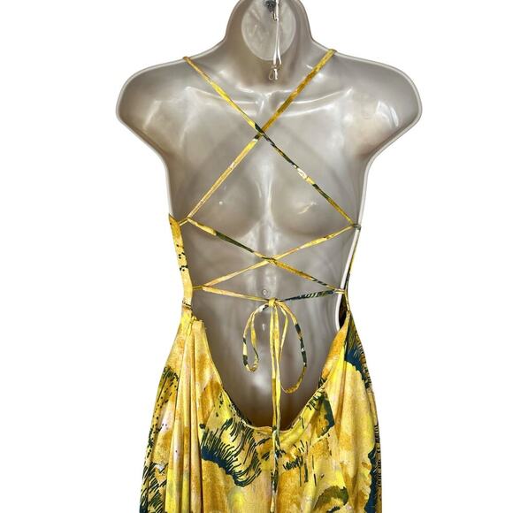 FREE PEOPLE Nellie Maxi Dress Abstract Strappy Back Romantic Beachy Size Small - Picture 9 of 16